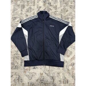 Adidas‎ Track Jacket Mens XL Navy Gray White 3-Stripes Full Zip Tricot Athletic